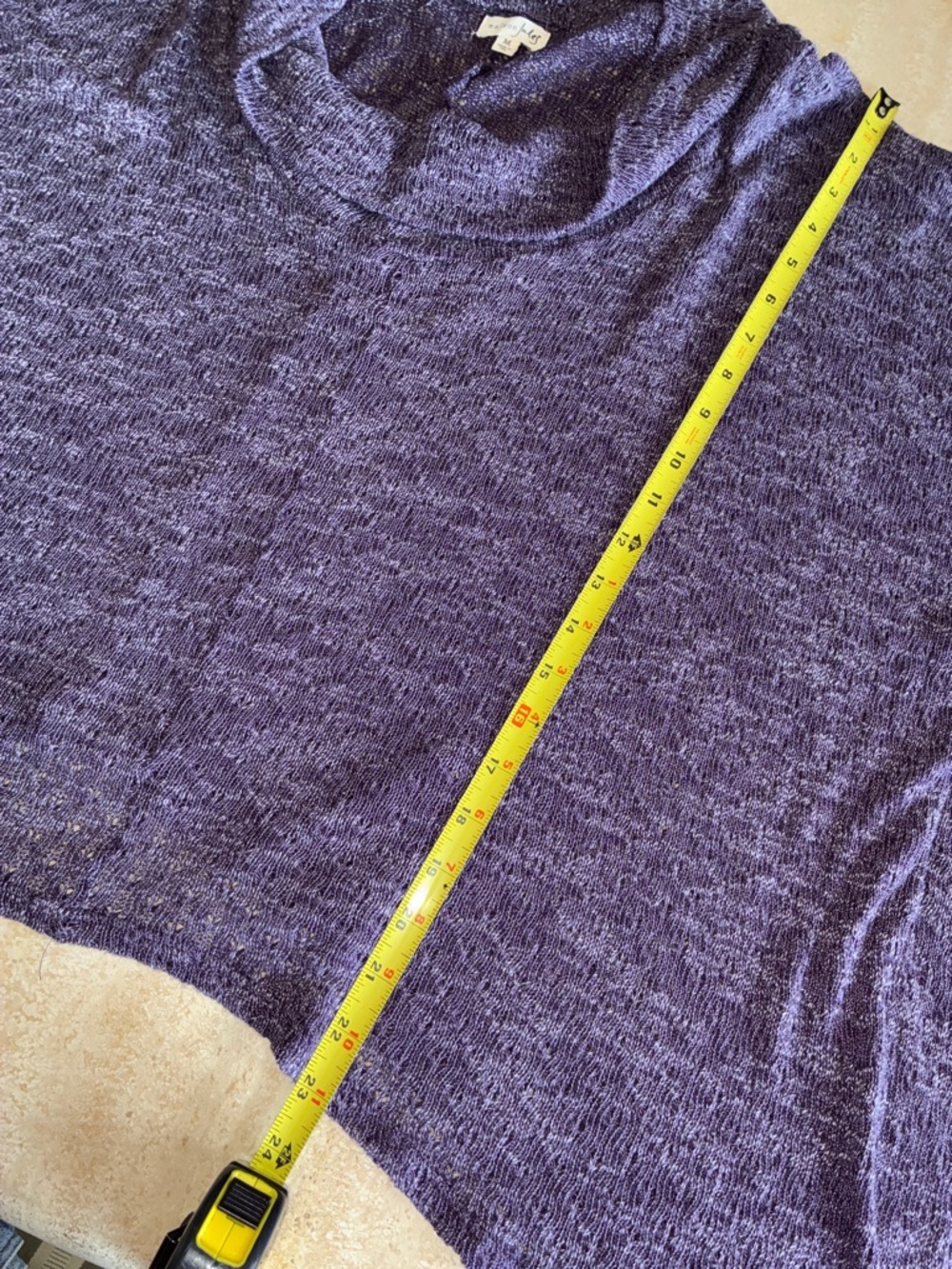 Maison Jules Purple Cowl-Neck Poncho Sweater, Loose Weave, Relaxed Fit. M - Picture 10 of 12